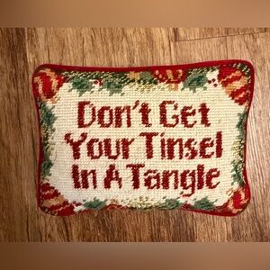 Tinsel Tangle Embroidered Needlepoint Pillow
